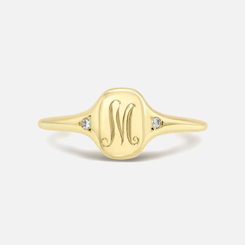 Initial Skinny Signet Ring