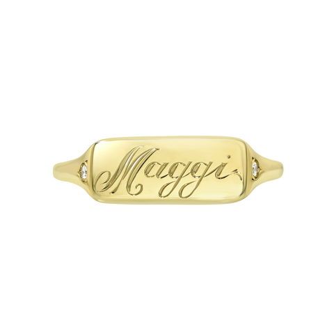 Name Plate Skinny Signet Ring