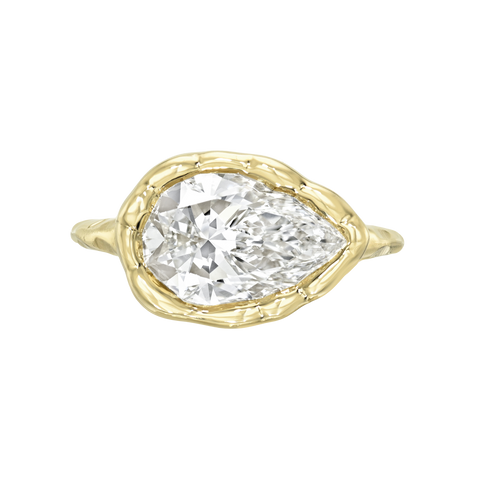 Pear Melted Skinny Signet Ring