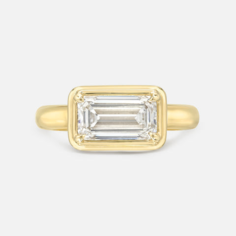 Emerald Chunky Mini Framed Solitaire Ring