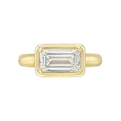 Emerald Chunky Mini Framed Solitaire Ring