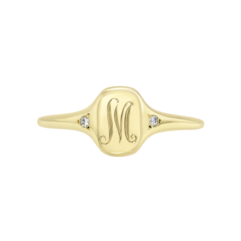 Initial Skinny Signet Ring