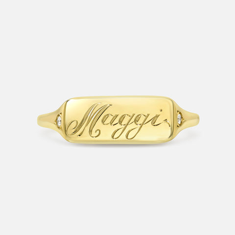 Name Plate Skinny Signet Ring