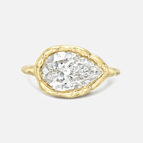Pear Melted Skinny Signet Ring